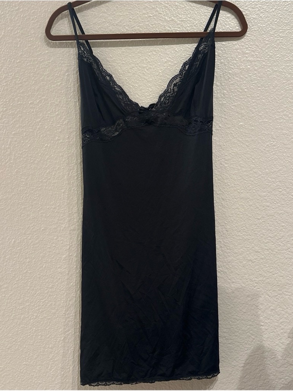 H&M Black Lace-Trim Slip Chemise